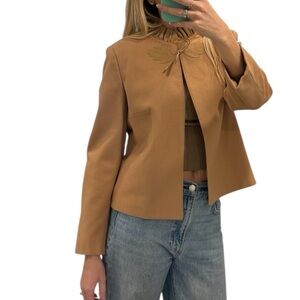 Vintage Pure New Wool Jacket, Elegant Pleated Collar, Timeless statement blazer